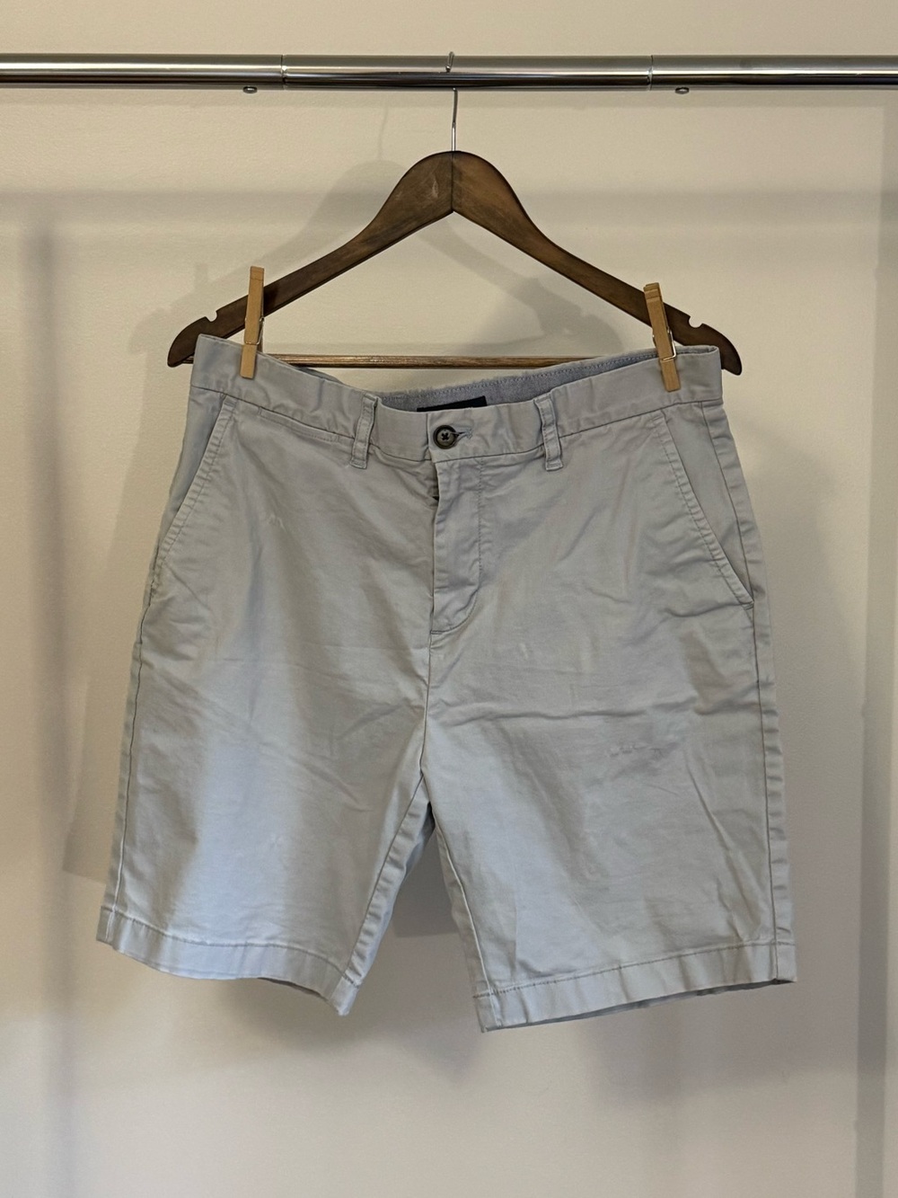 Tommy Hilfiger Light Gray Flat Front Cotton Shorts